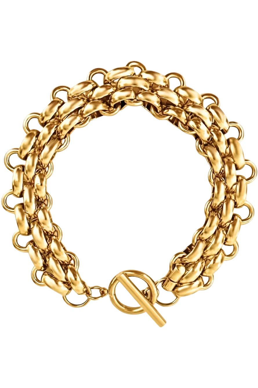 Estate Panther Chain Link Bracelet 14K Gold