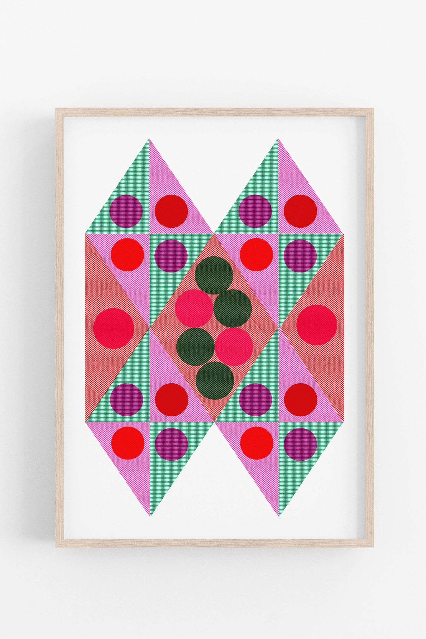 Kite • Pink/Green • Modern Risograph Print