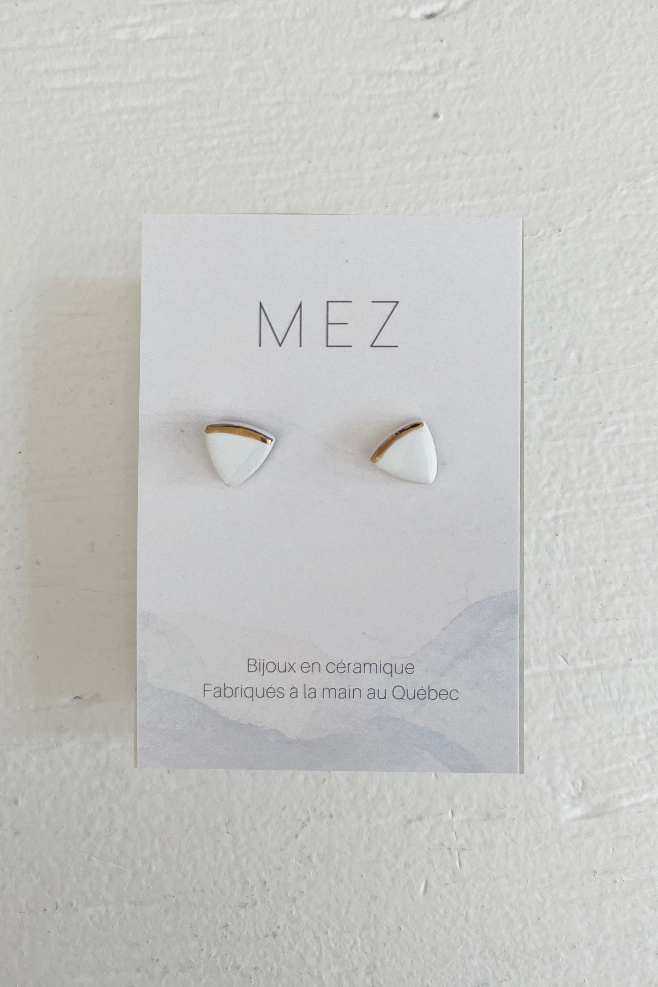 White gold triangle studs