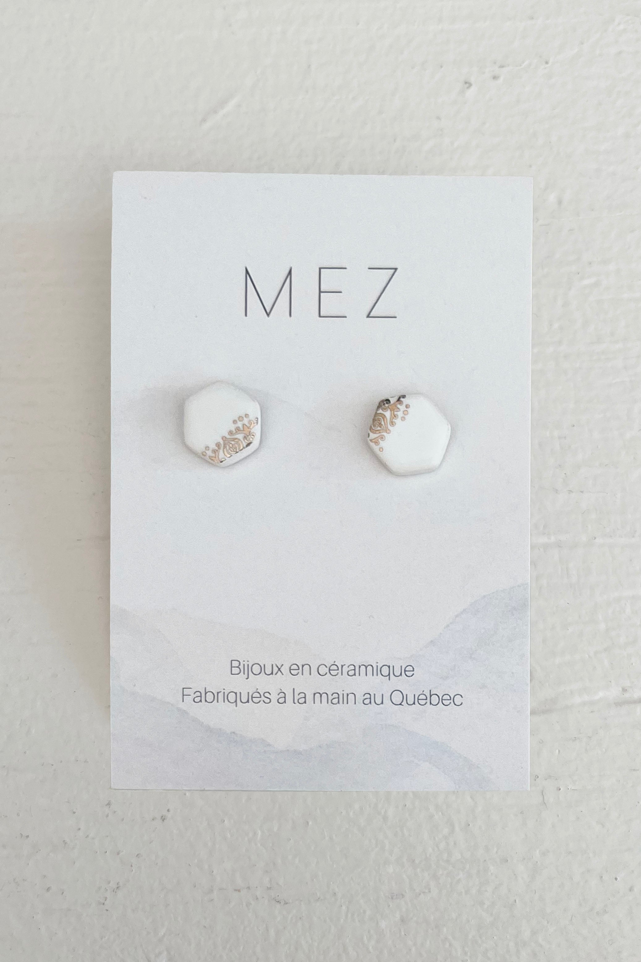 White gold hexagon studs