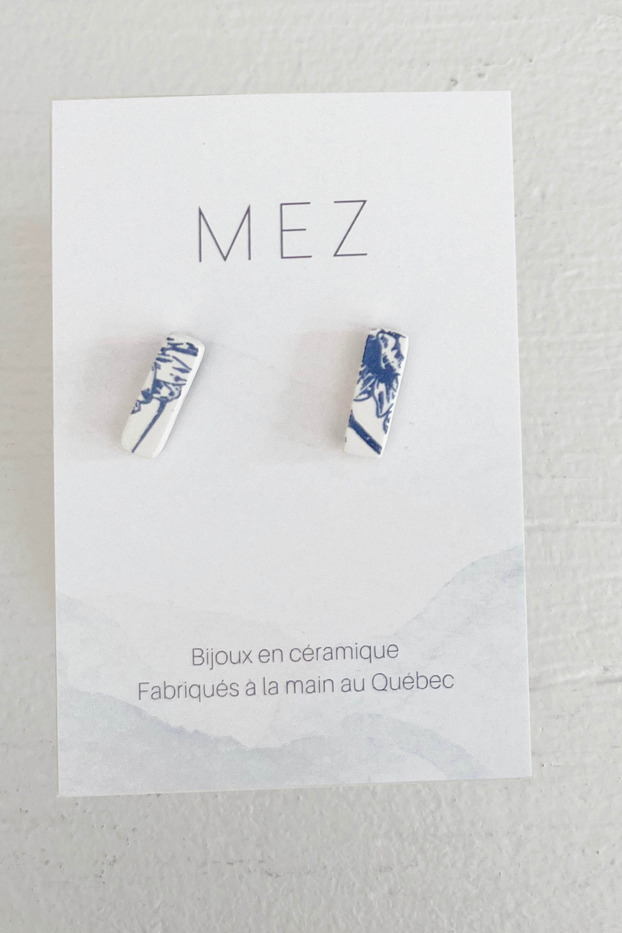 Blue White rectangle studs