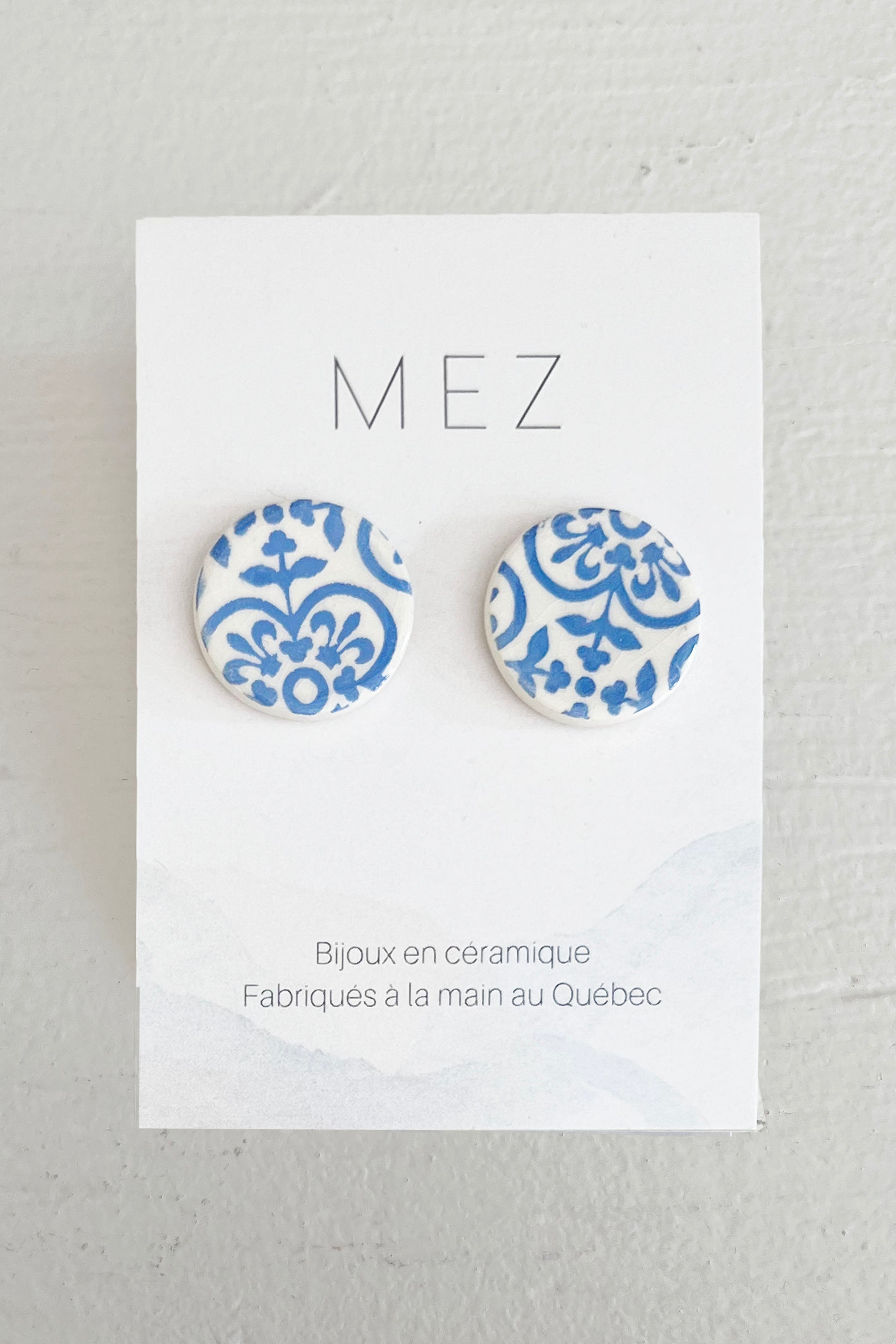 Blue White pattern Studs