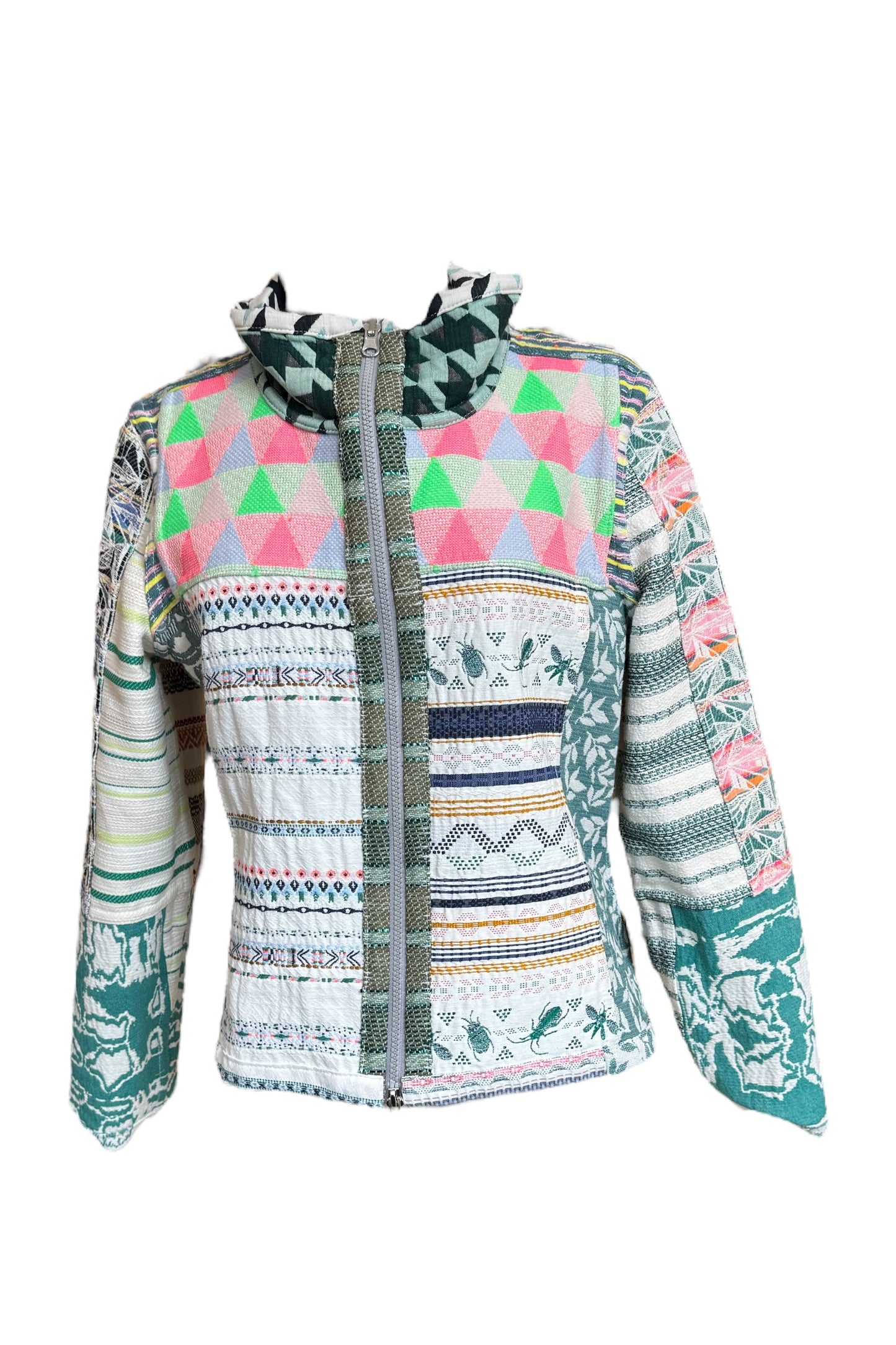 Mosaique OOAK Reversible Jacket Size 10 Neons Green