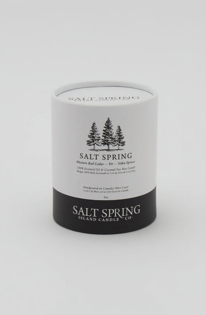 9oz Candle Glass-SALT SPRING - W. Red Cedar-Fir-Sitka Spruce