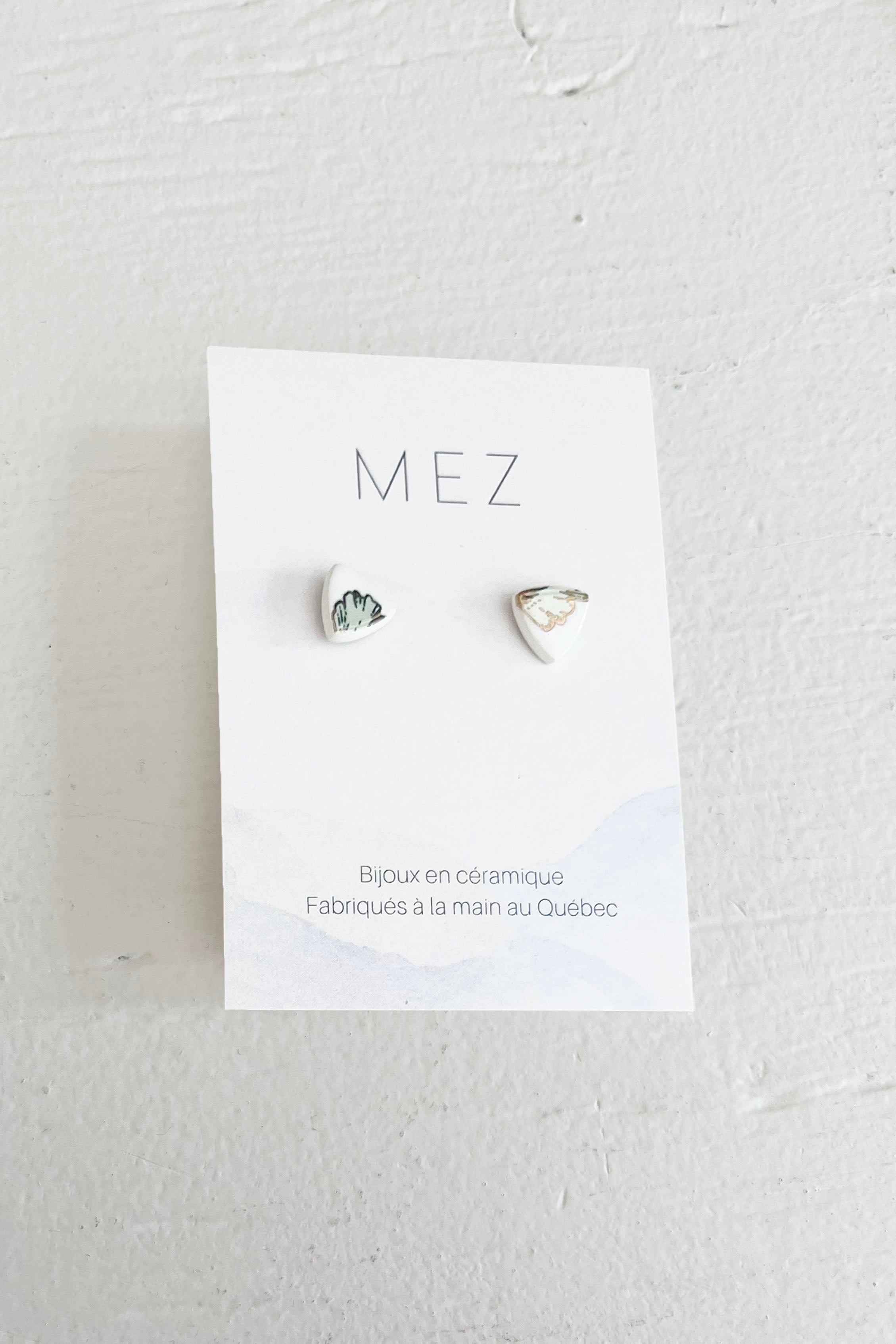 White sage gold triangle studs