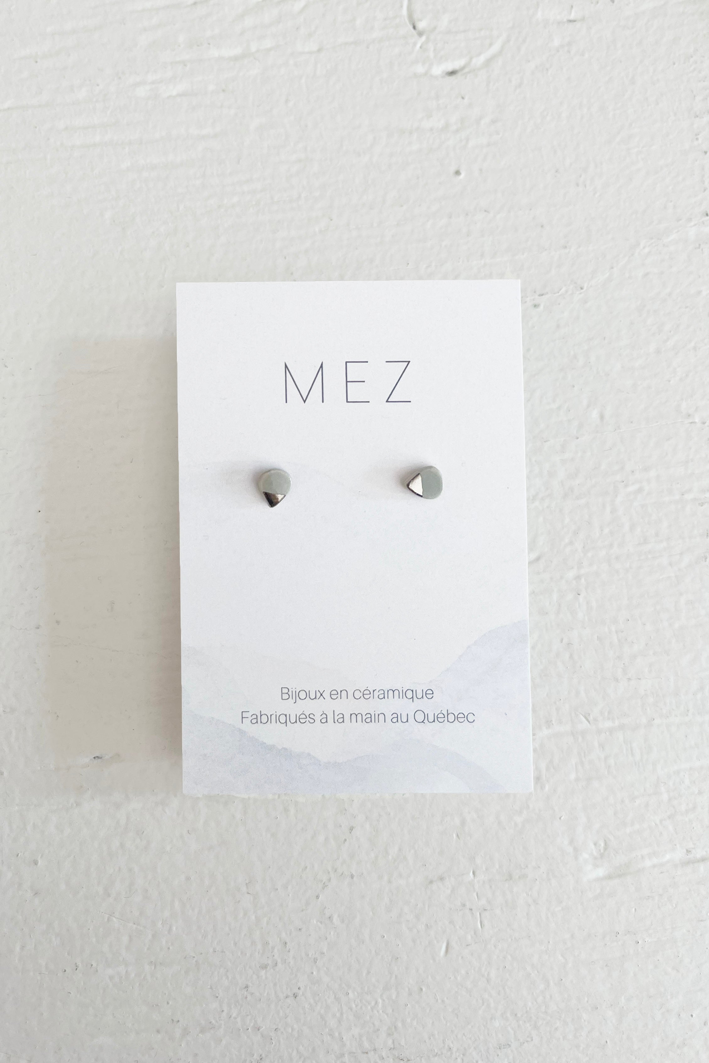 teardrop sage silver mini studs