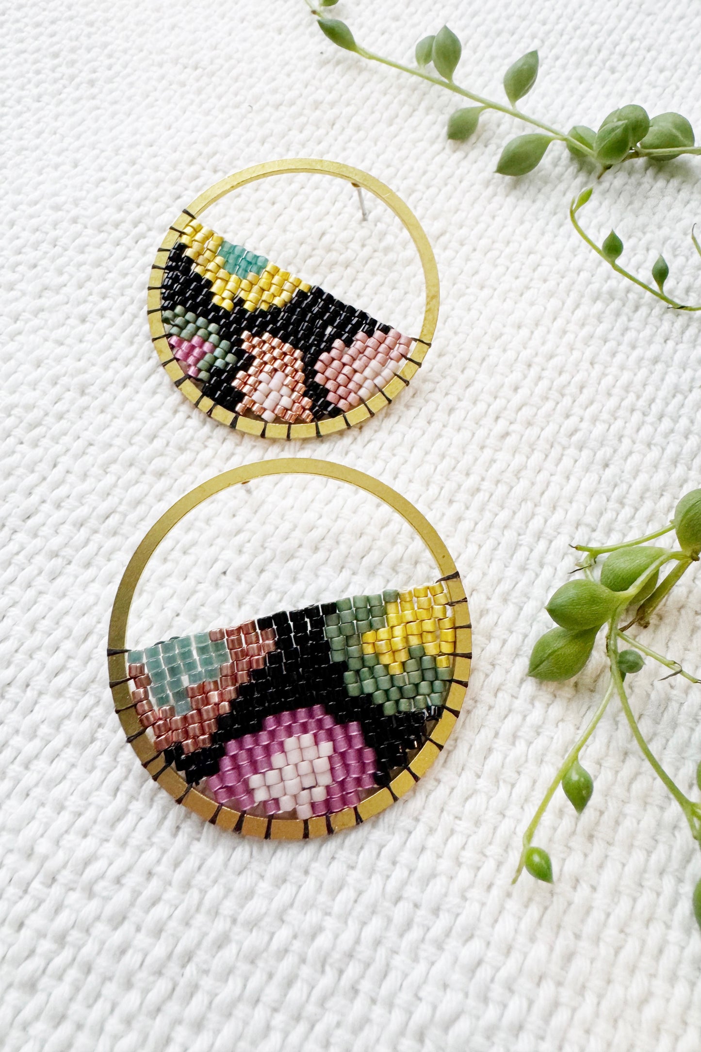 Beaded Large Circle Studs