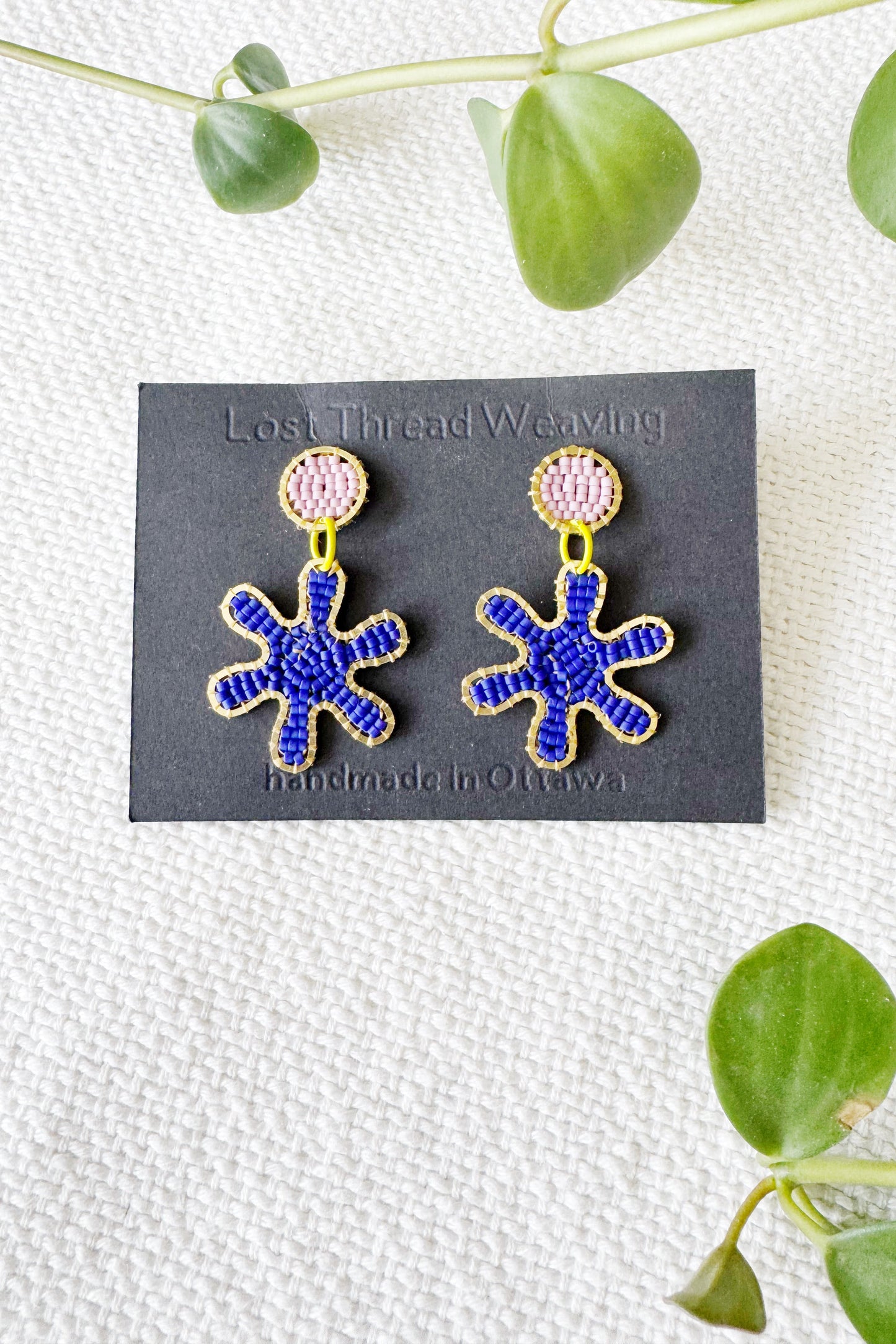 Beaded Asterisk Stud Dangle earrings