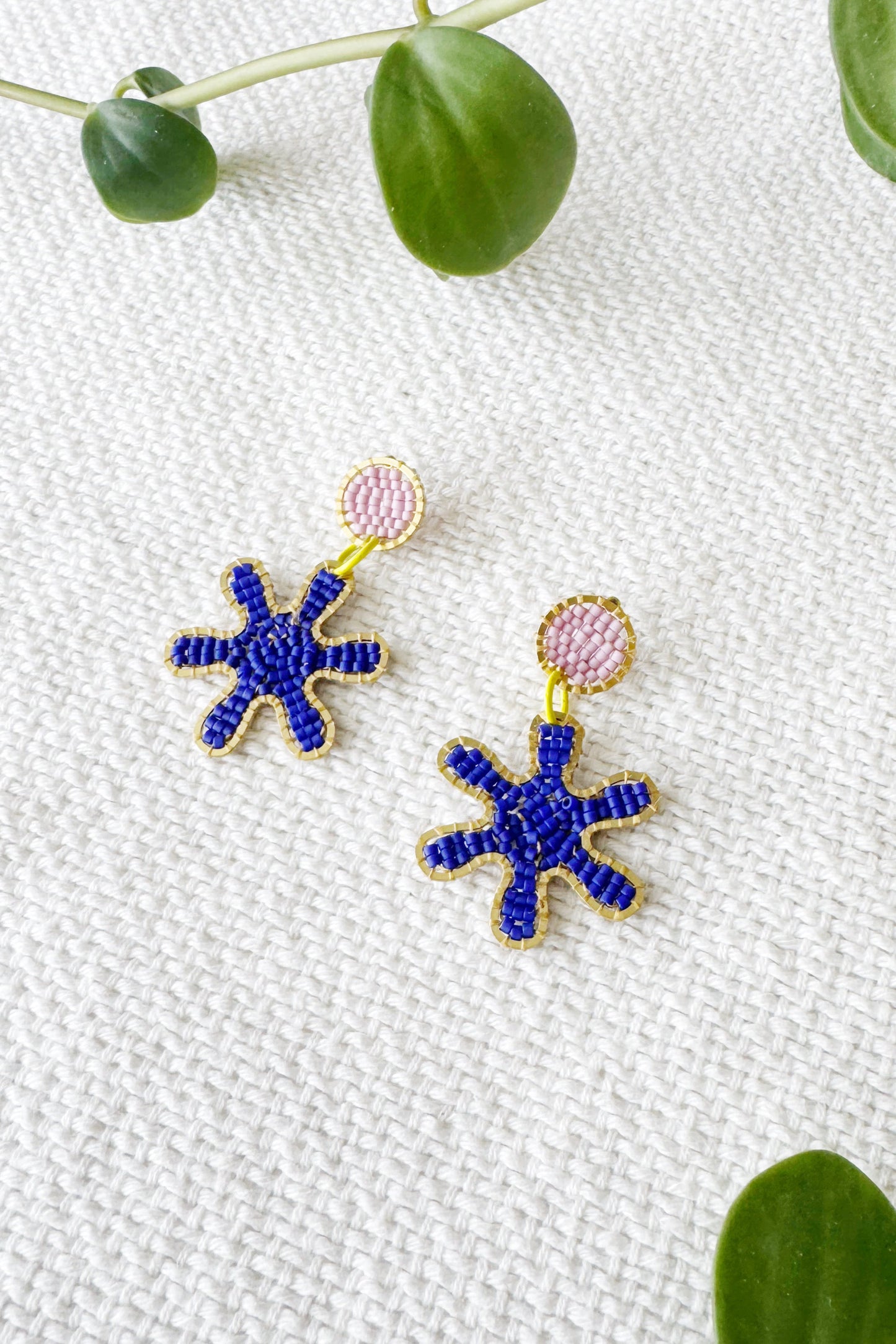 Beaded Asterisk Stud Dangle earrings