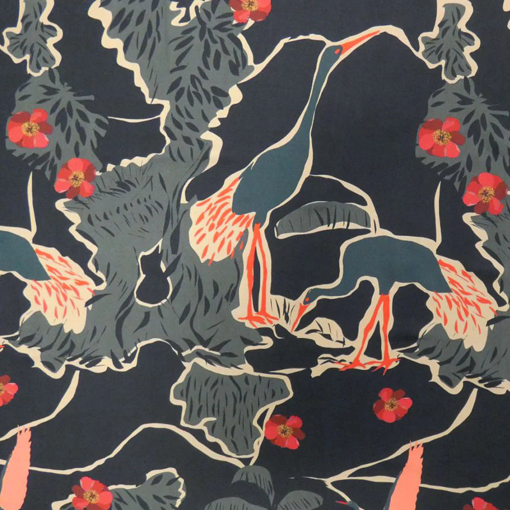 Bea Blouse by Mandala, Night Crane fabric swatch