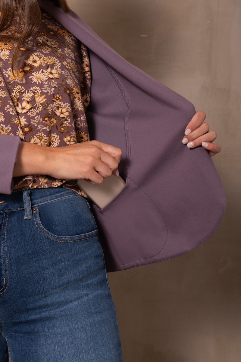 Max Jacket by Cherry Bobin, Old Mauve, inside pocket detail