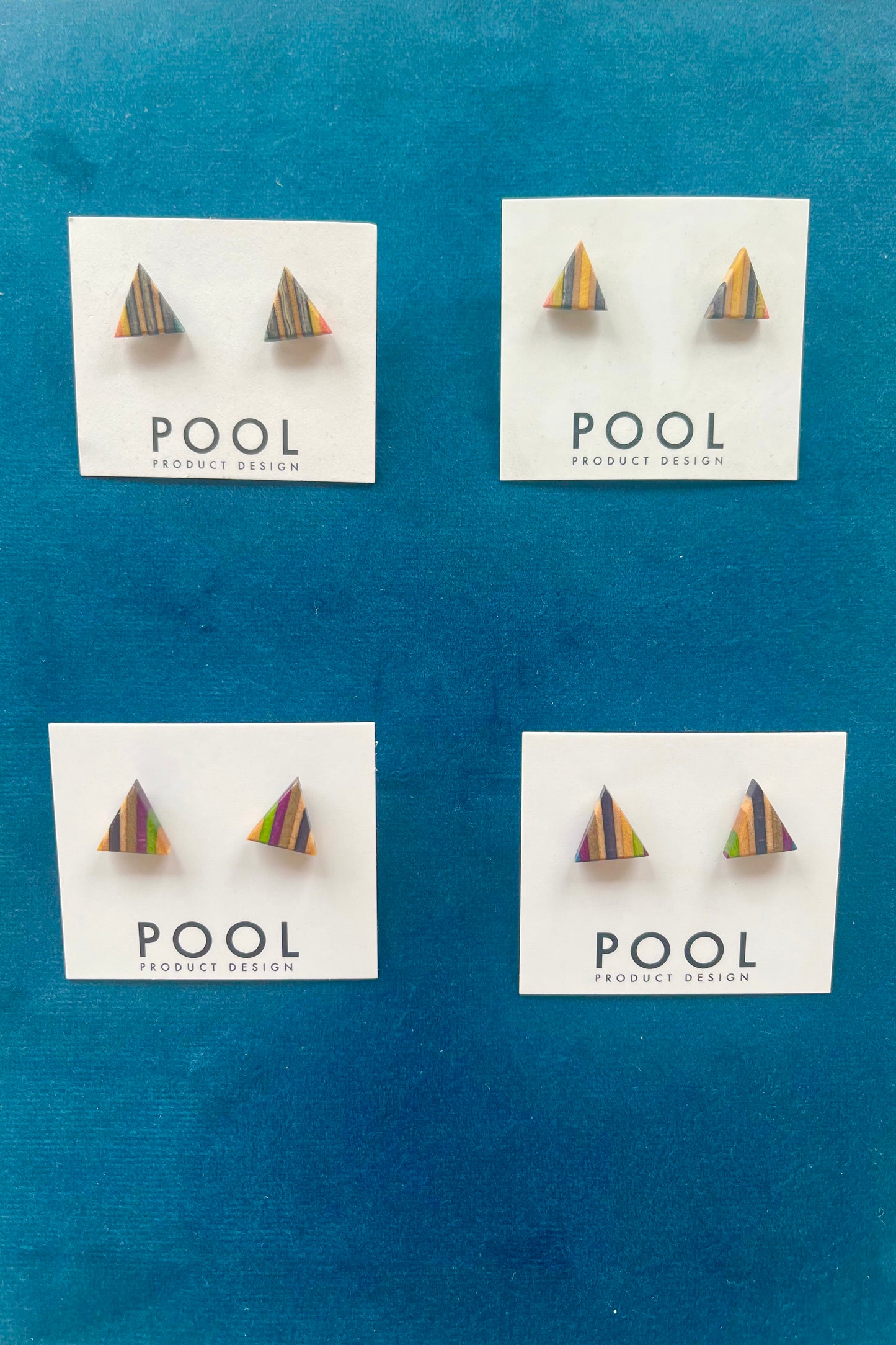 Triangle Repurposed Skateboard Stud Earrings