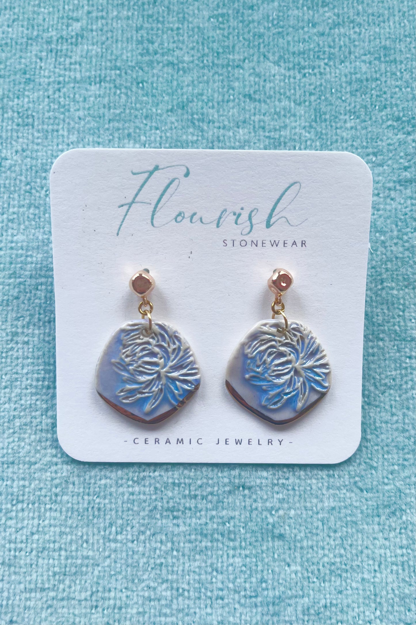 Floral Imprint Dangle Earrings