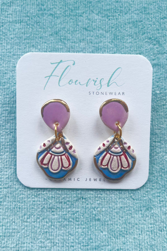 Medium Engraved Dangle Earrings