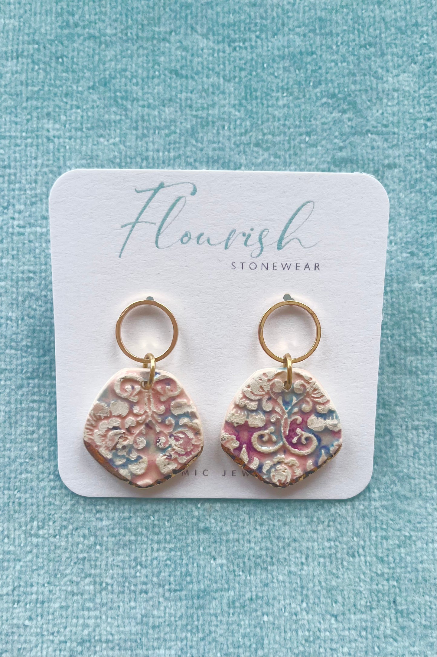 Floral Imprint Dangle Earrings