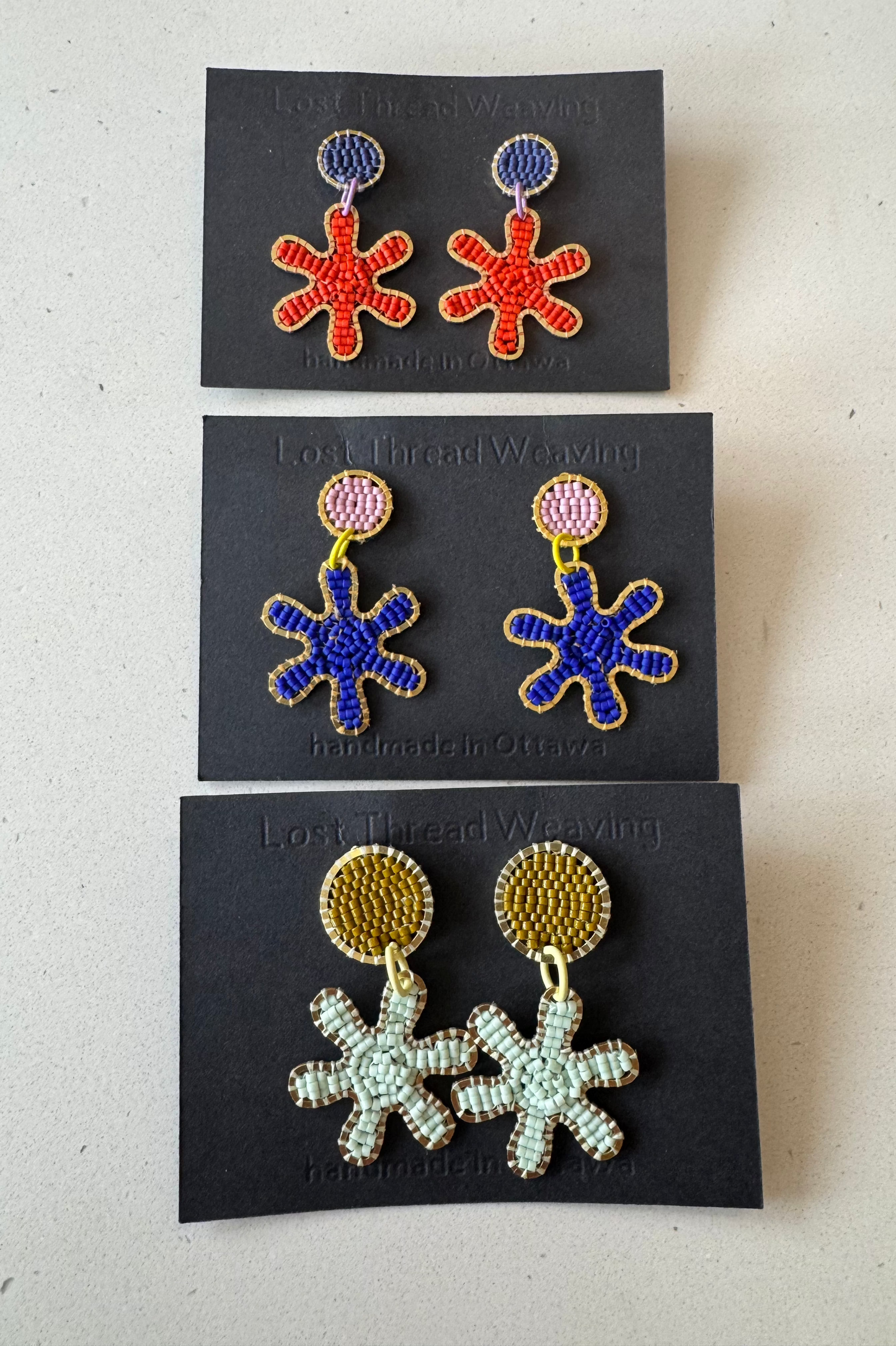 Beaded Asterisk Stud Dangle earrings