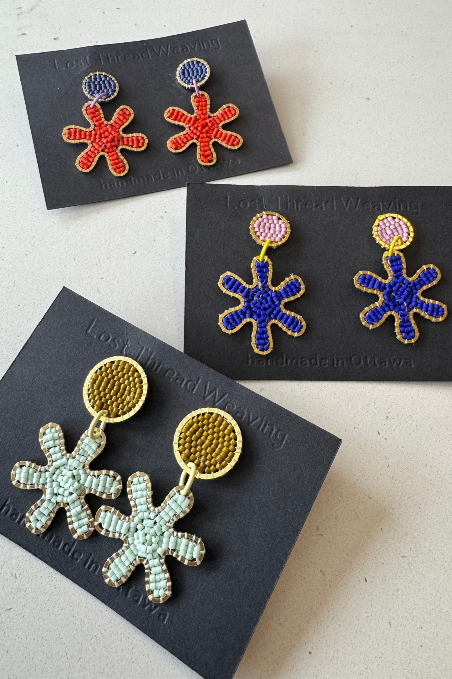Beaded Asterisk Stud Dangle earrings