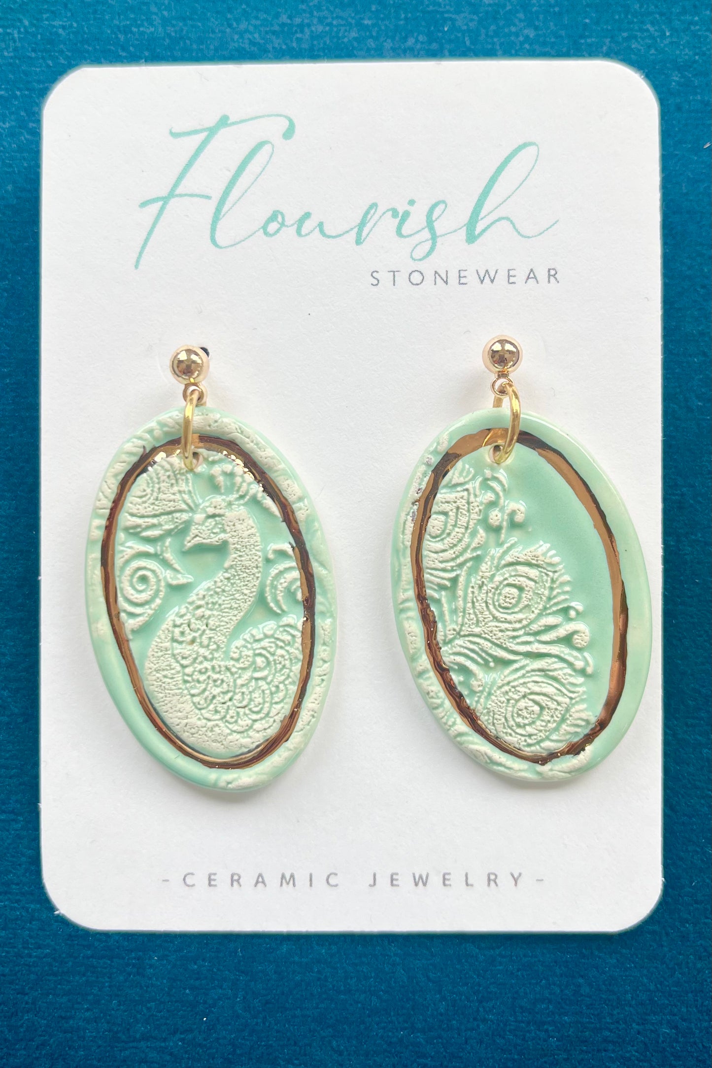 Peacock Imprint Portrait Earrings