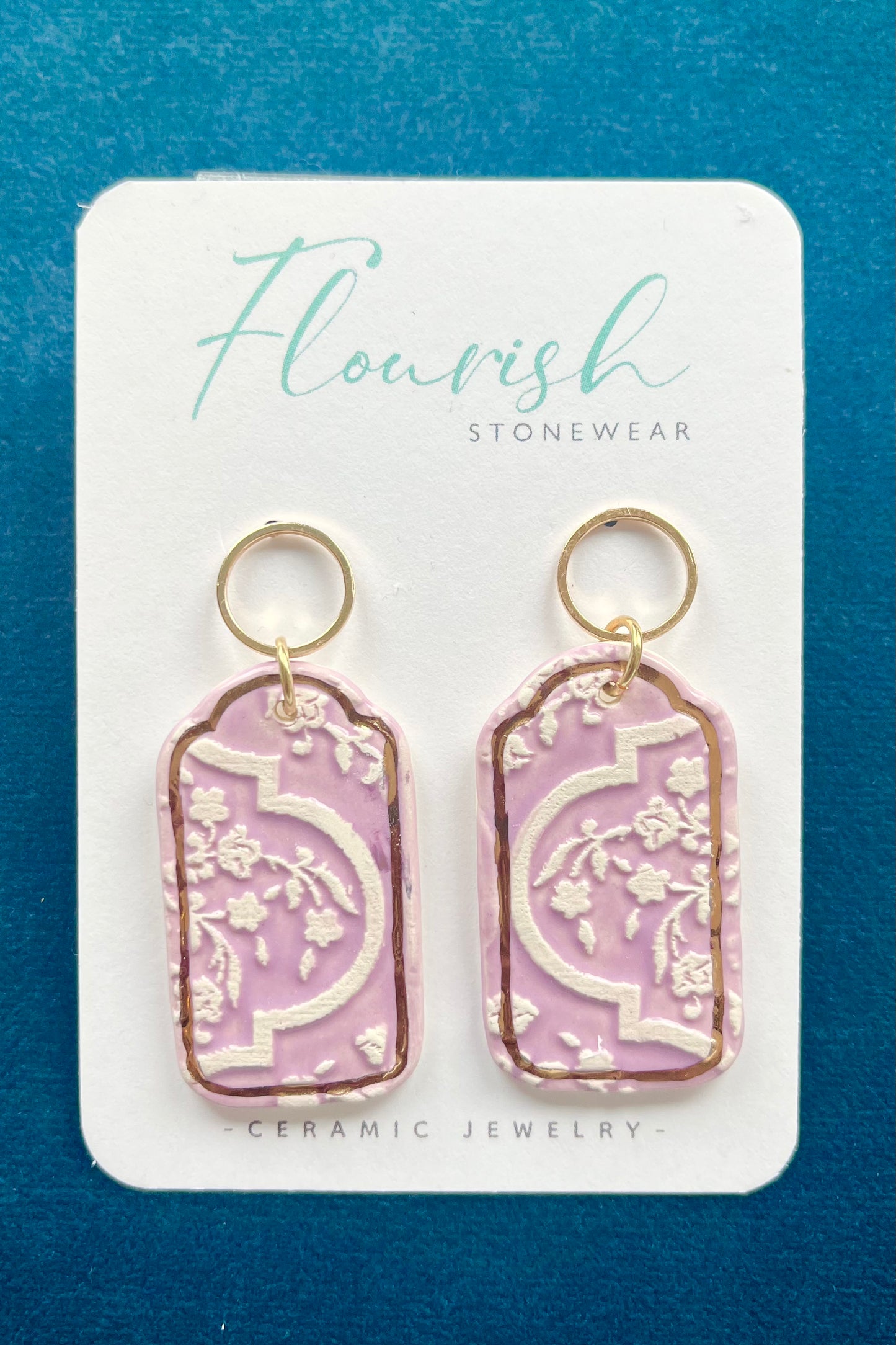 Porcelain Tag Dangle Earrings