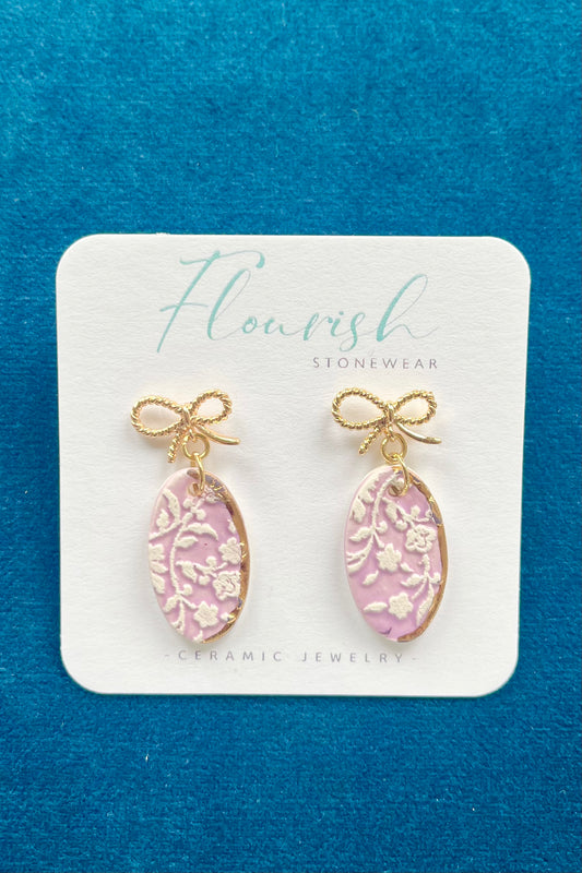 Oval Imprint Bow Dangle