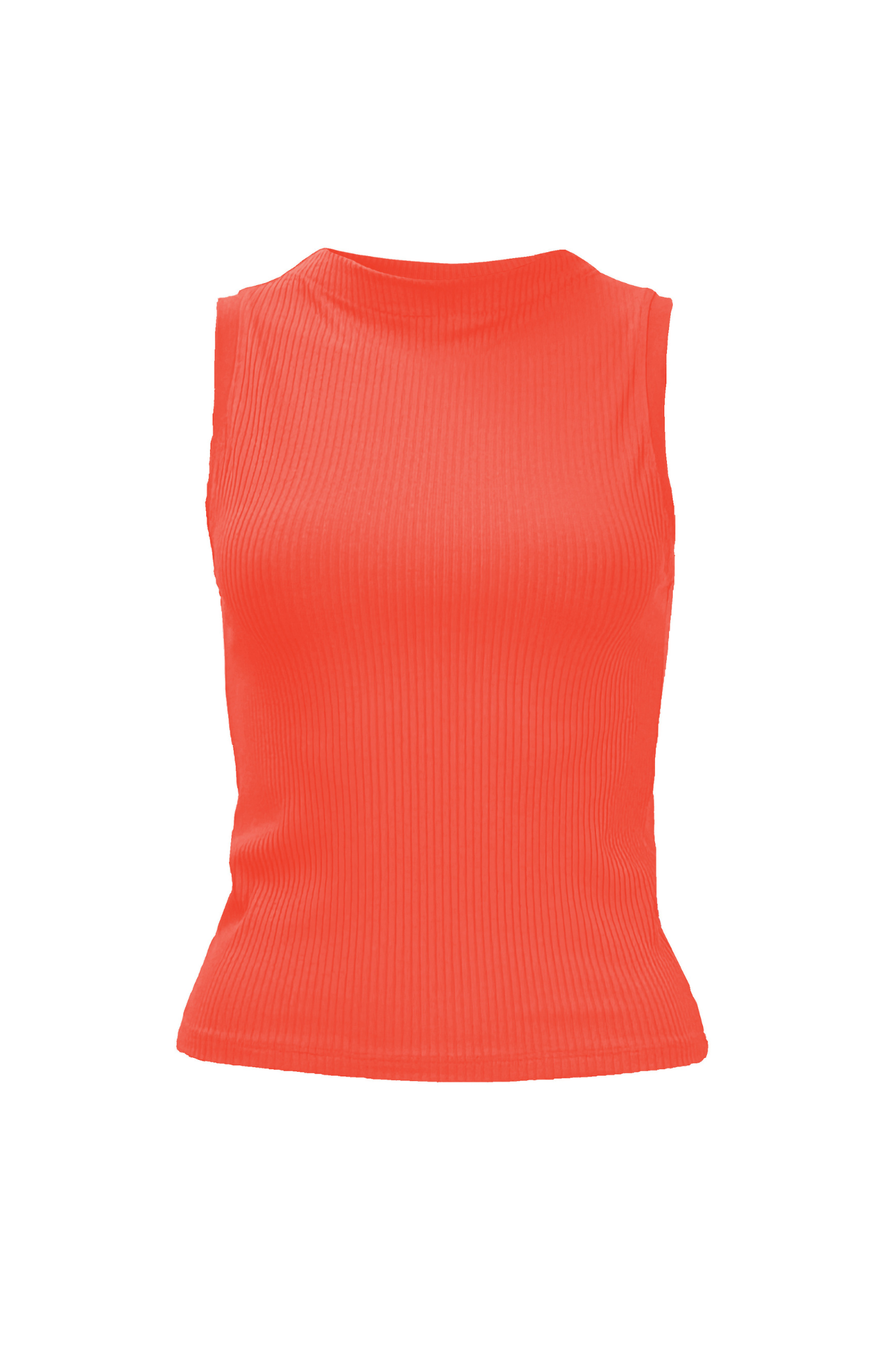 Ima Top by Melow, Coral, sleeveless, fitted, rib knit, slightly cropped length, bamboo rayon, eco fabric, OEKO-TEX certified,  sizes XS to XXL, made in Montreal