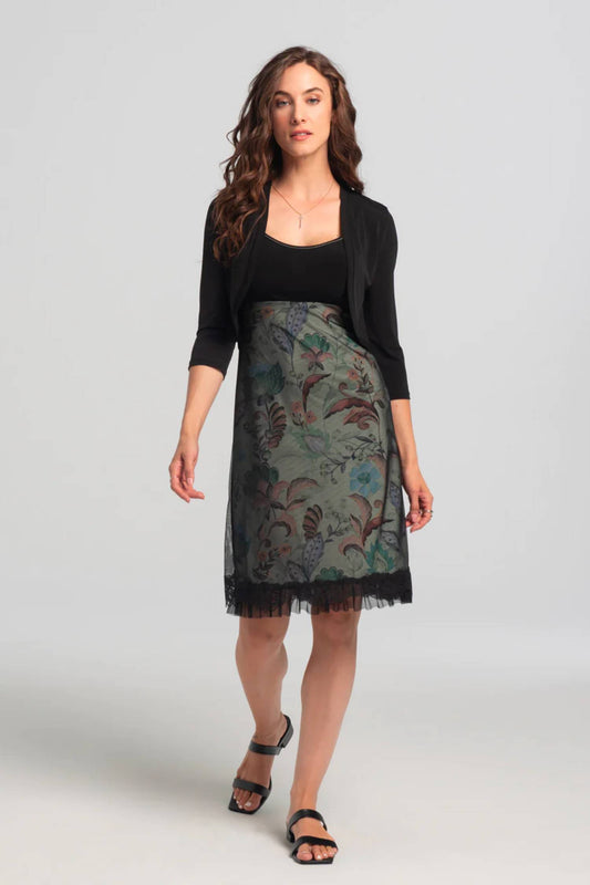 Melika Bolero by Kollontai, Black, 3/4 sleeves, slightly cropped length, rounded hem is shorter in the front, sizes XS to XXL, made in Montreal