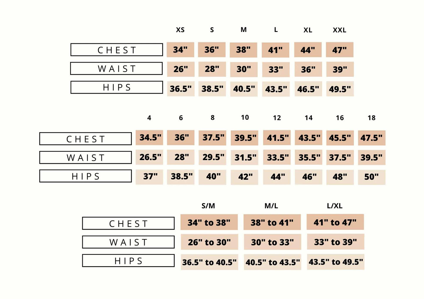 Melow Size Chart