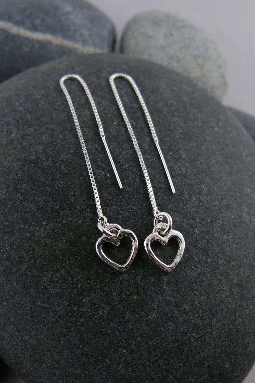 Open Heart Threaders Sterling Silver
