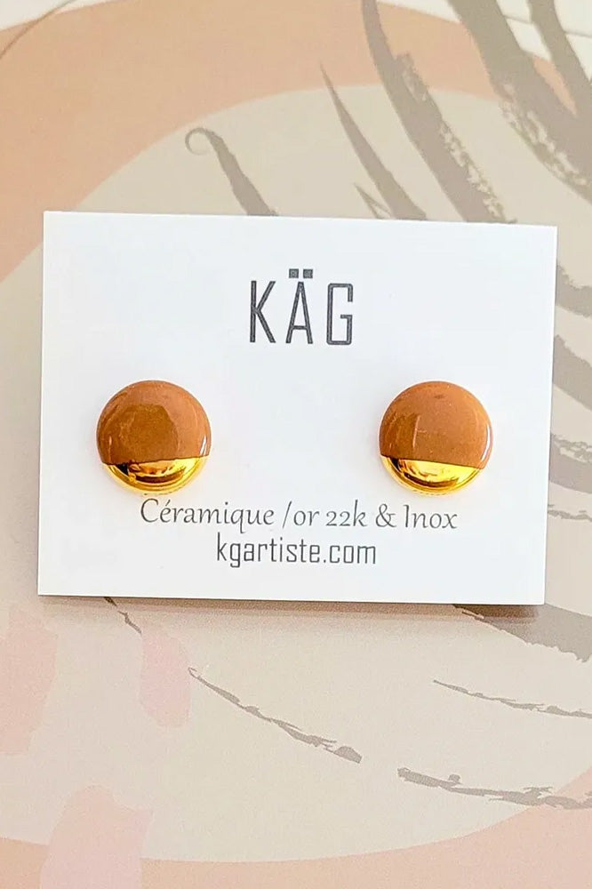 Round Ceramic and Gold Studs