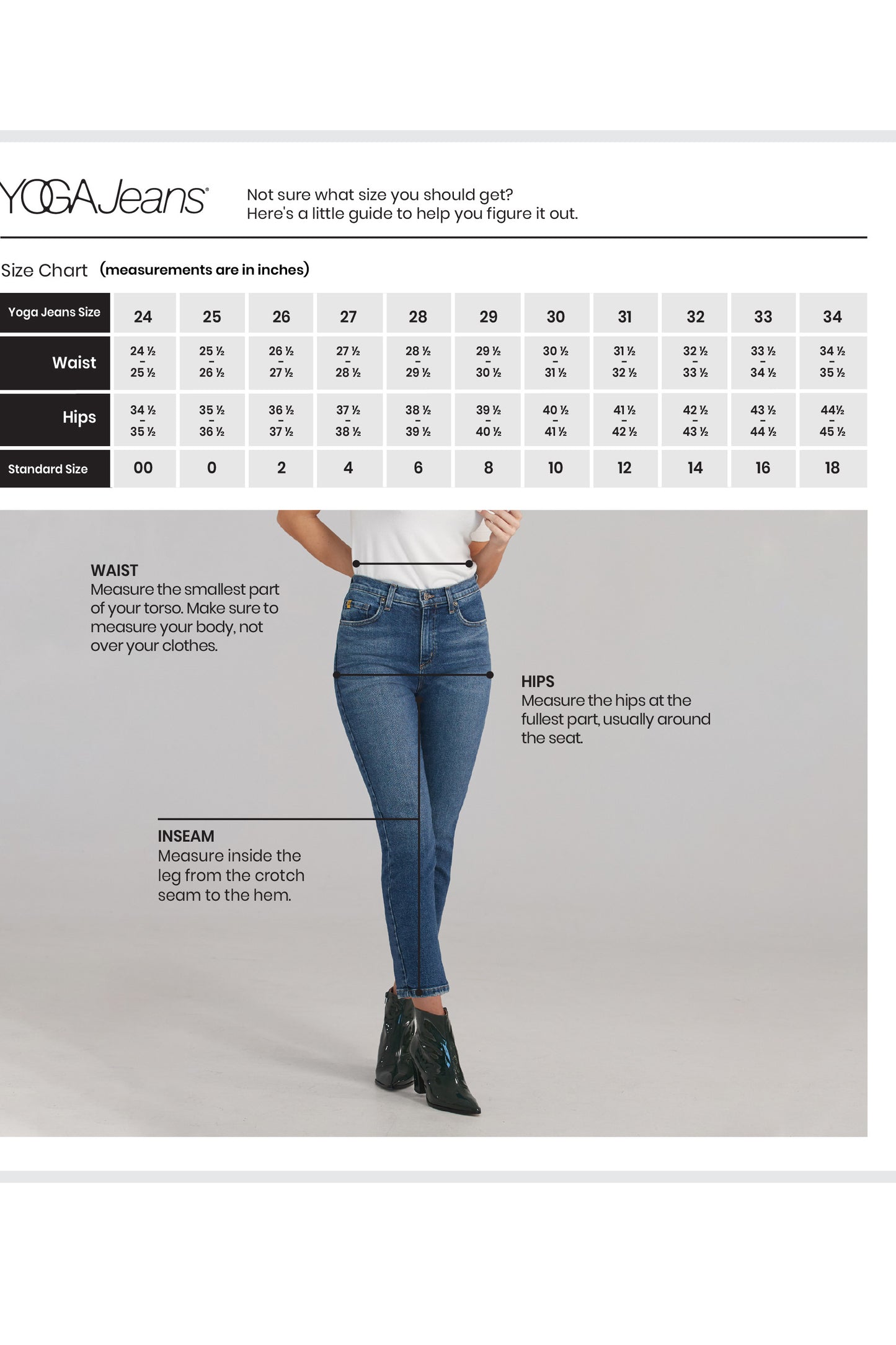 Yoga Jeans SIze Chart