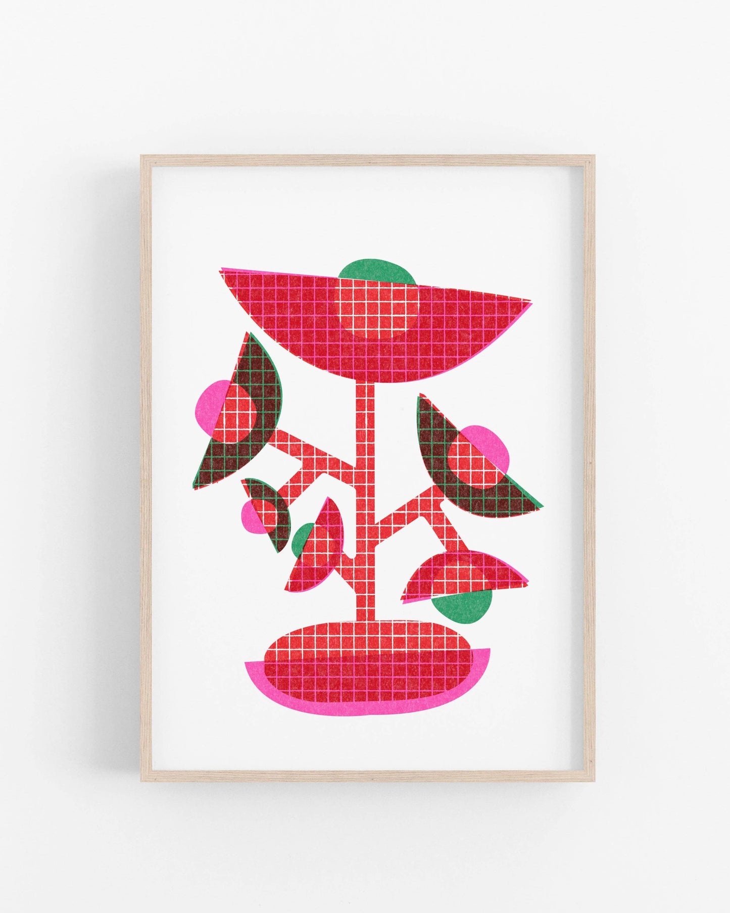 Grid Flowers • Modern Risograph Print