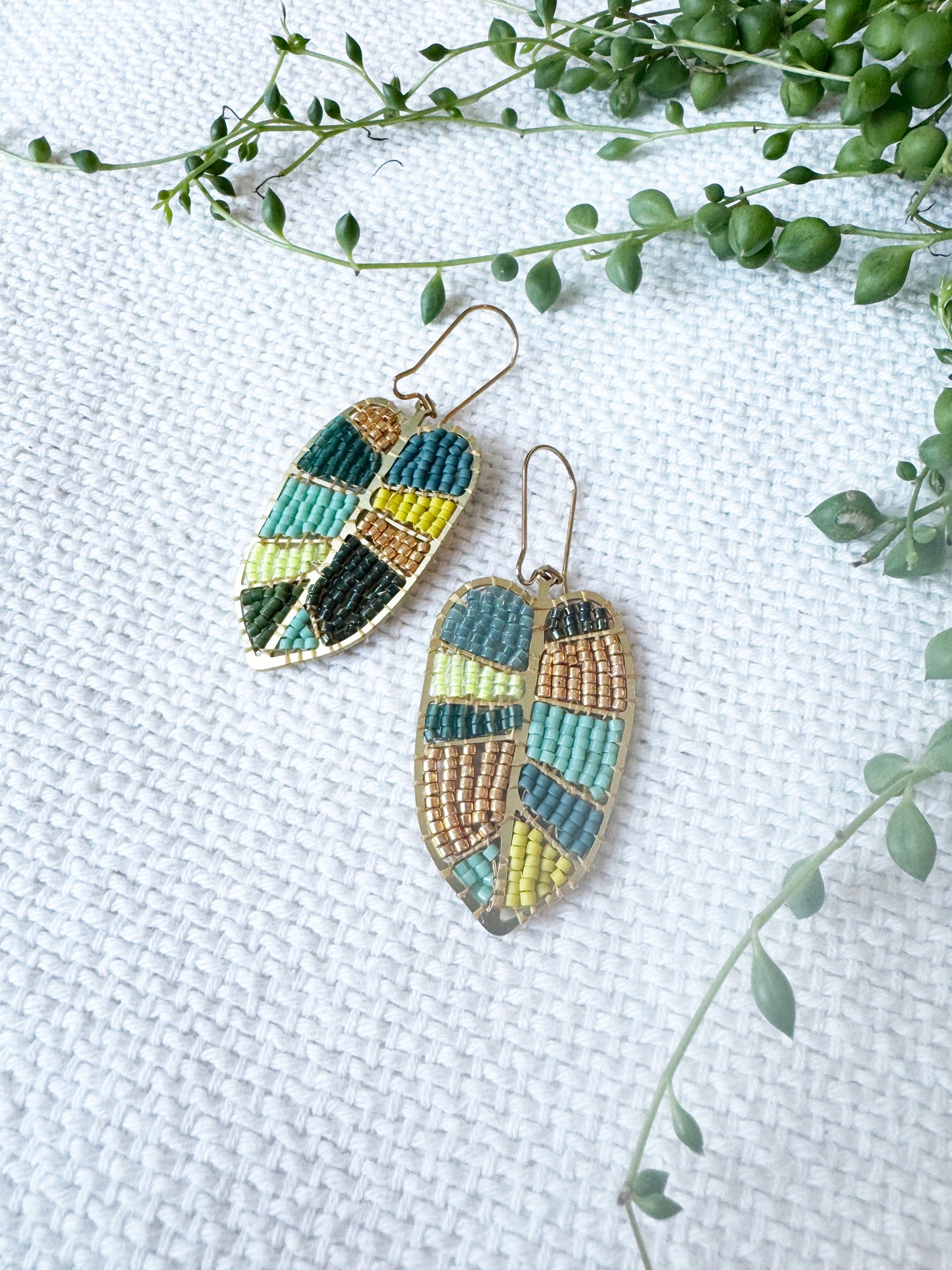 Beaded Tropical Leaves