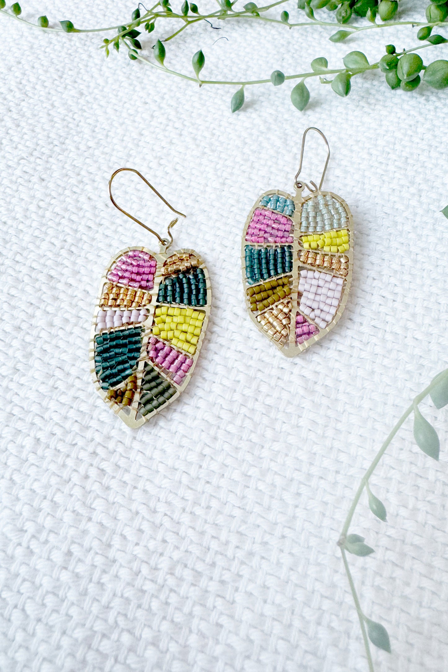 Beaded Tropical Leaves