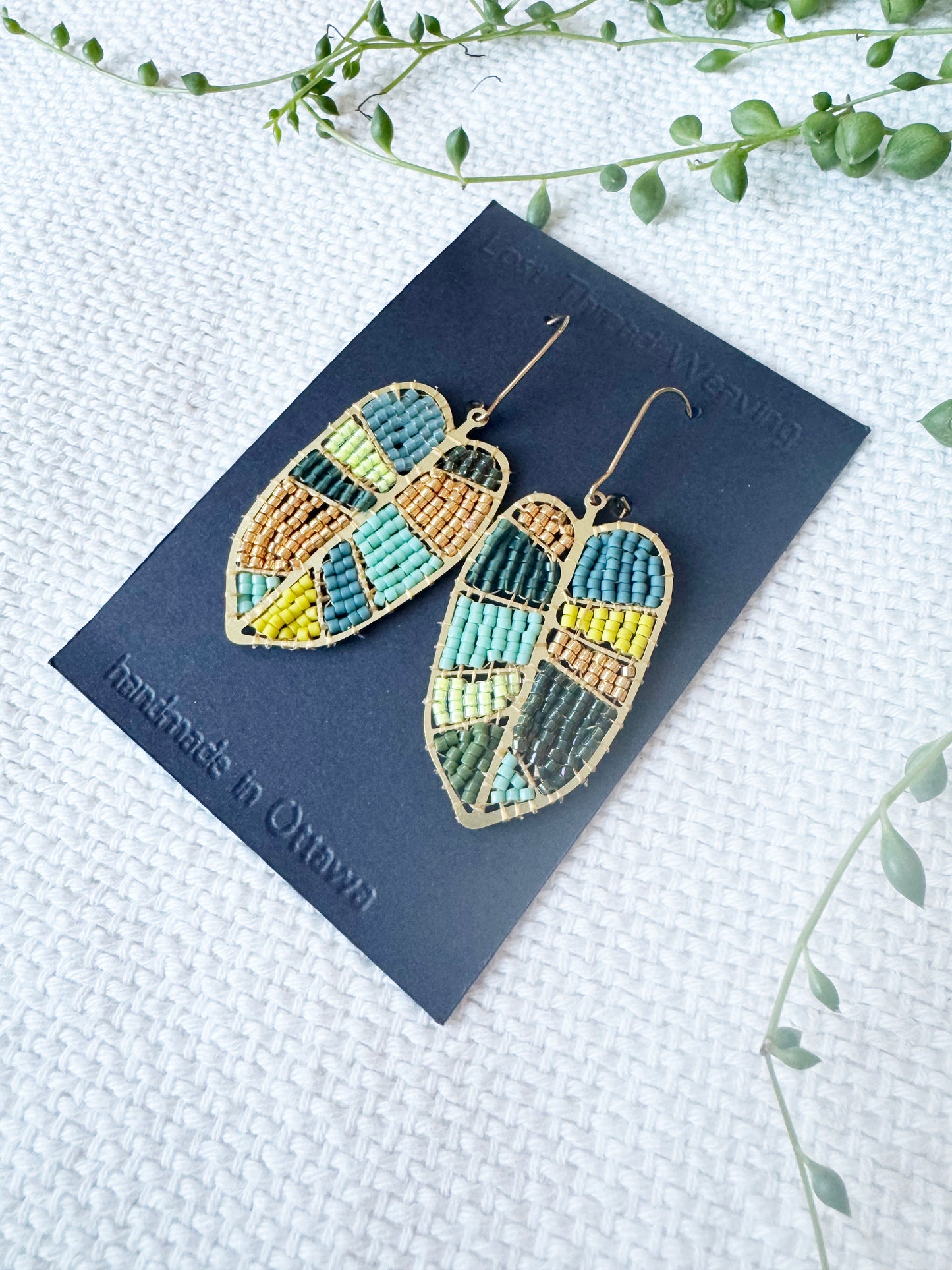 Beaded Tropical Leaves