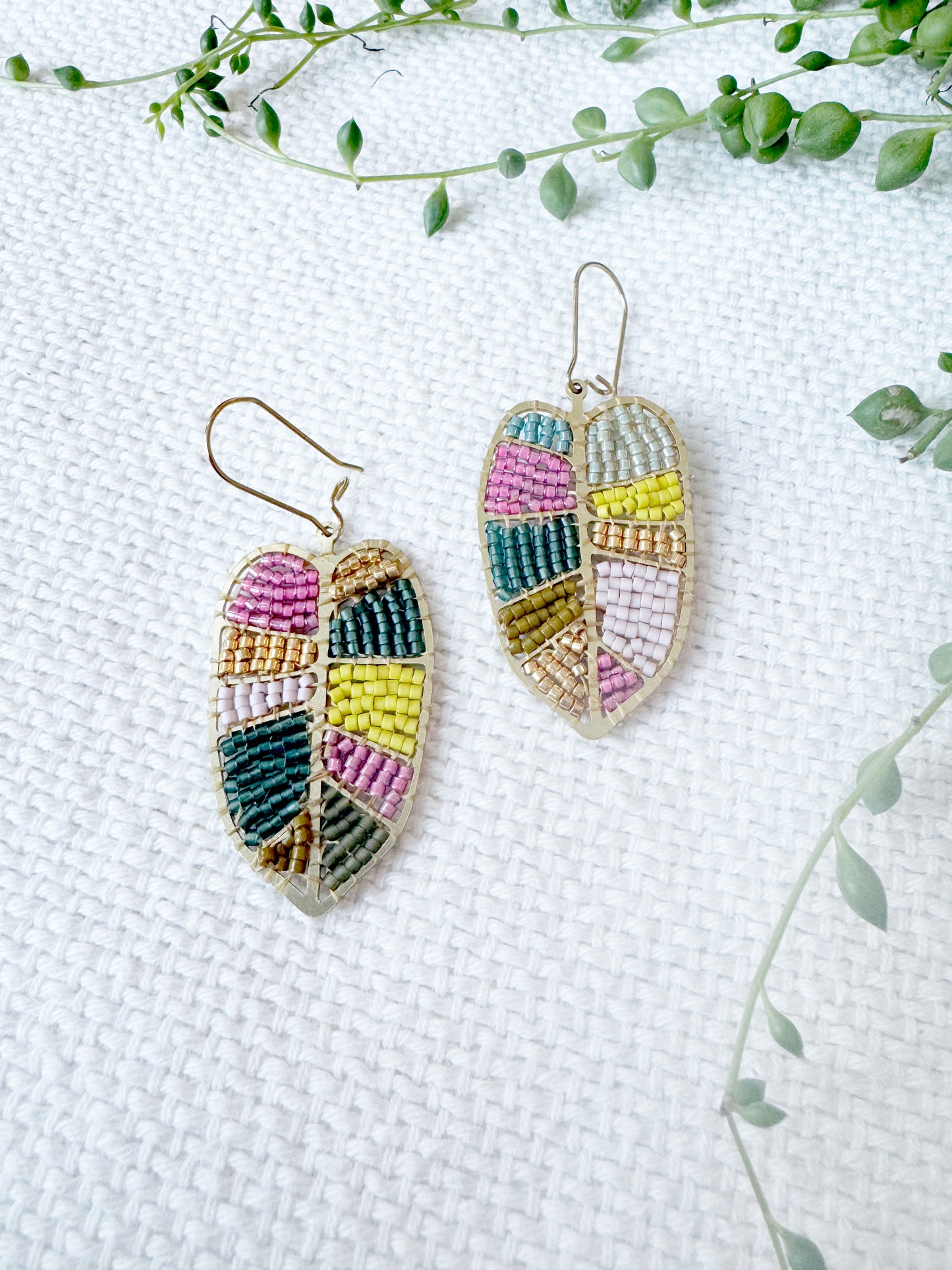 Beaded Tropical Leaves