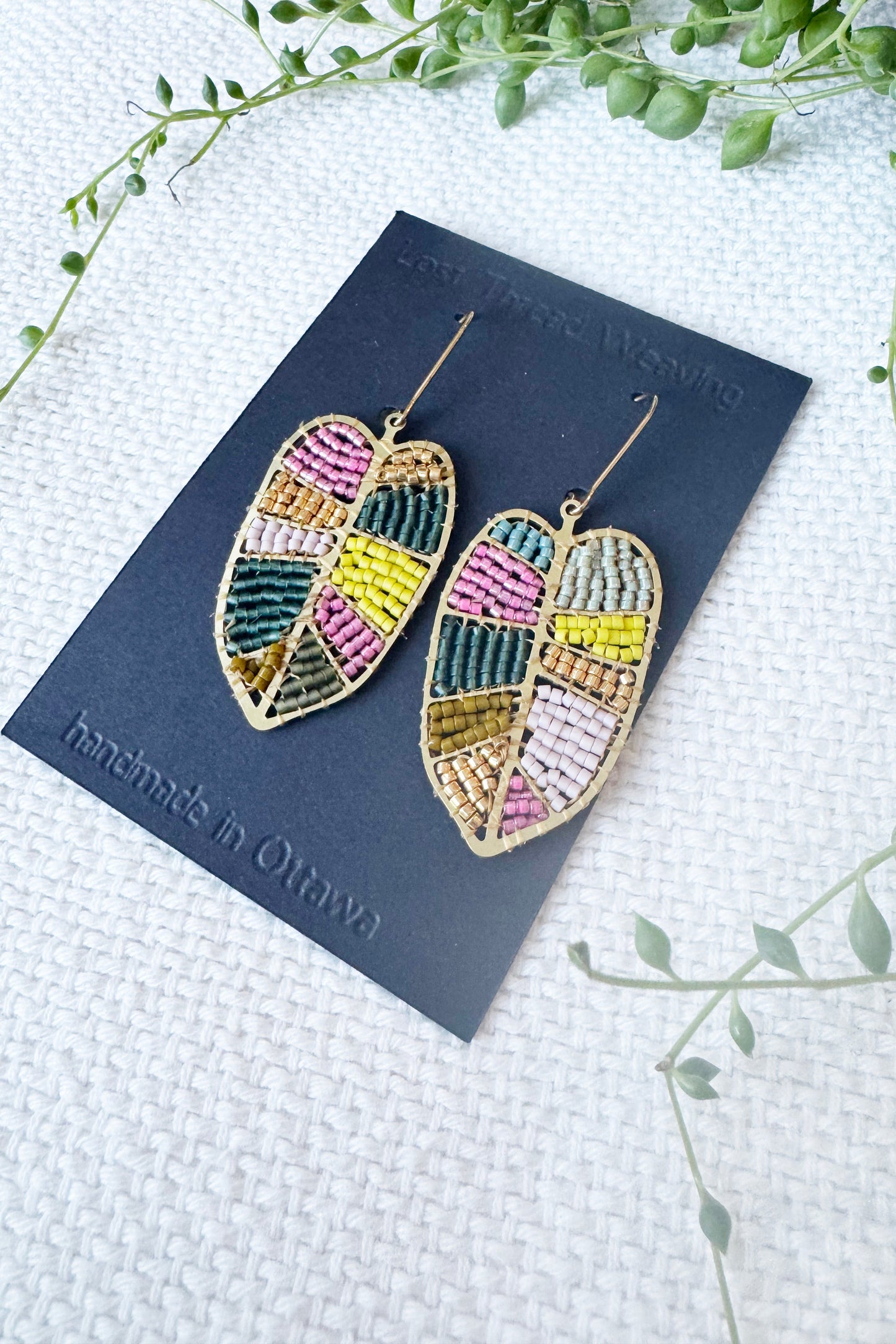 Beaded Tropical Leaves