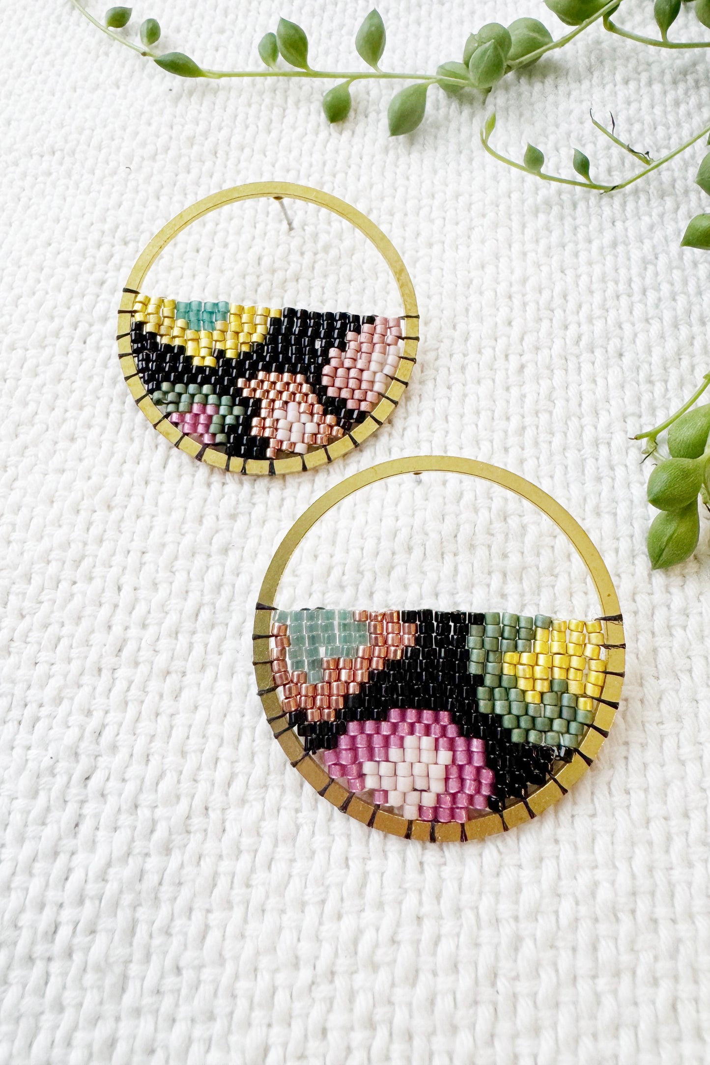 Beaded Large Circle Studs