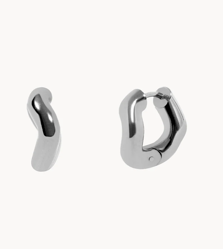 Wave Minimalist Hoop Earring- PVD- Hinge Hoop- Waterproof