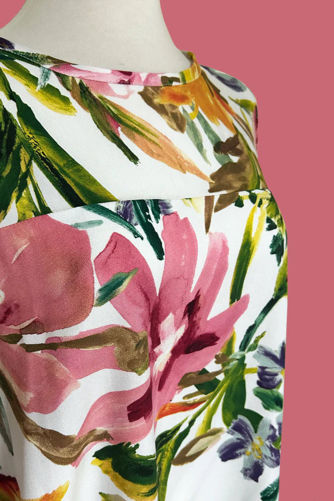 Close up detail of the Chloe Top by Desserts and Skirts in Garden Whimsy