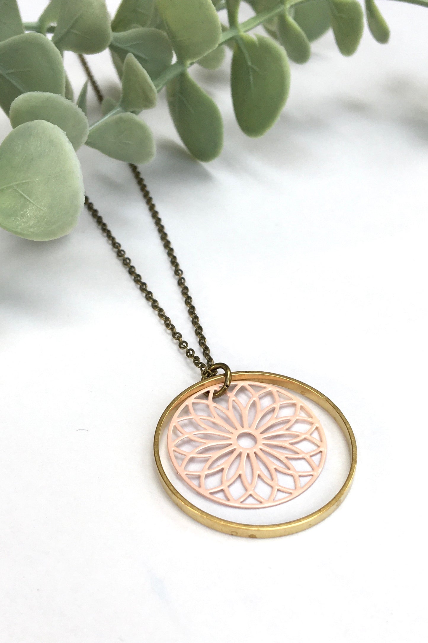 Filagree Brass Circle Necklace