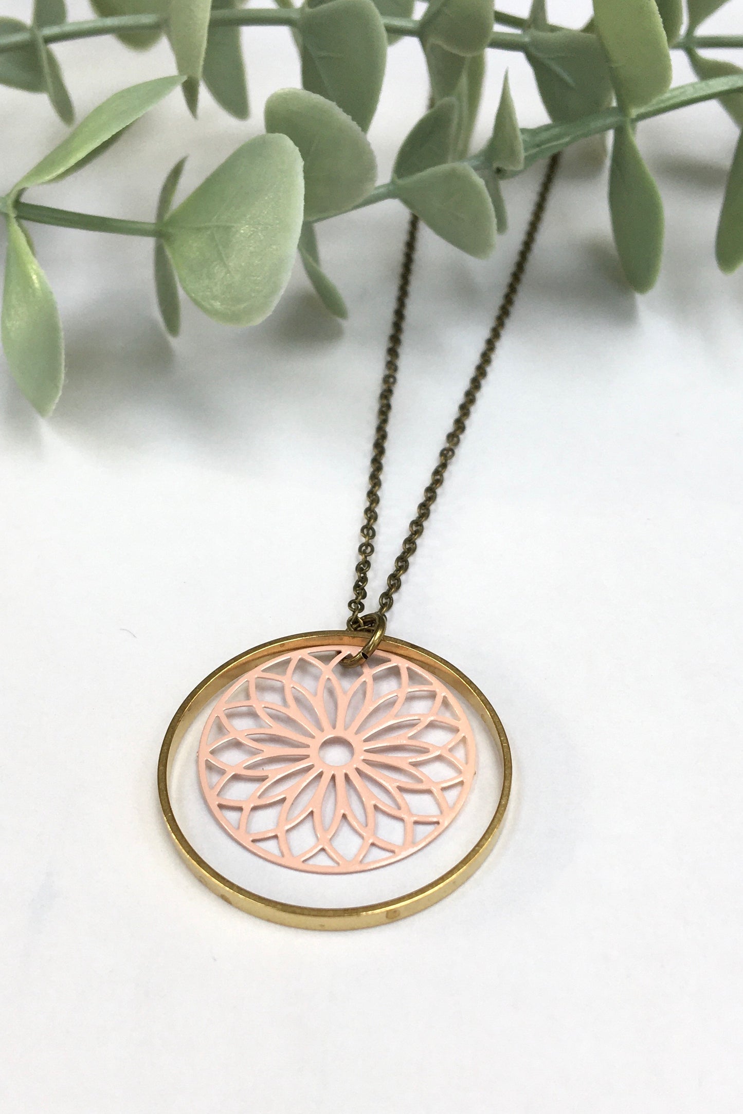 Filagree Brass Circle Necklace