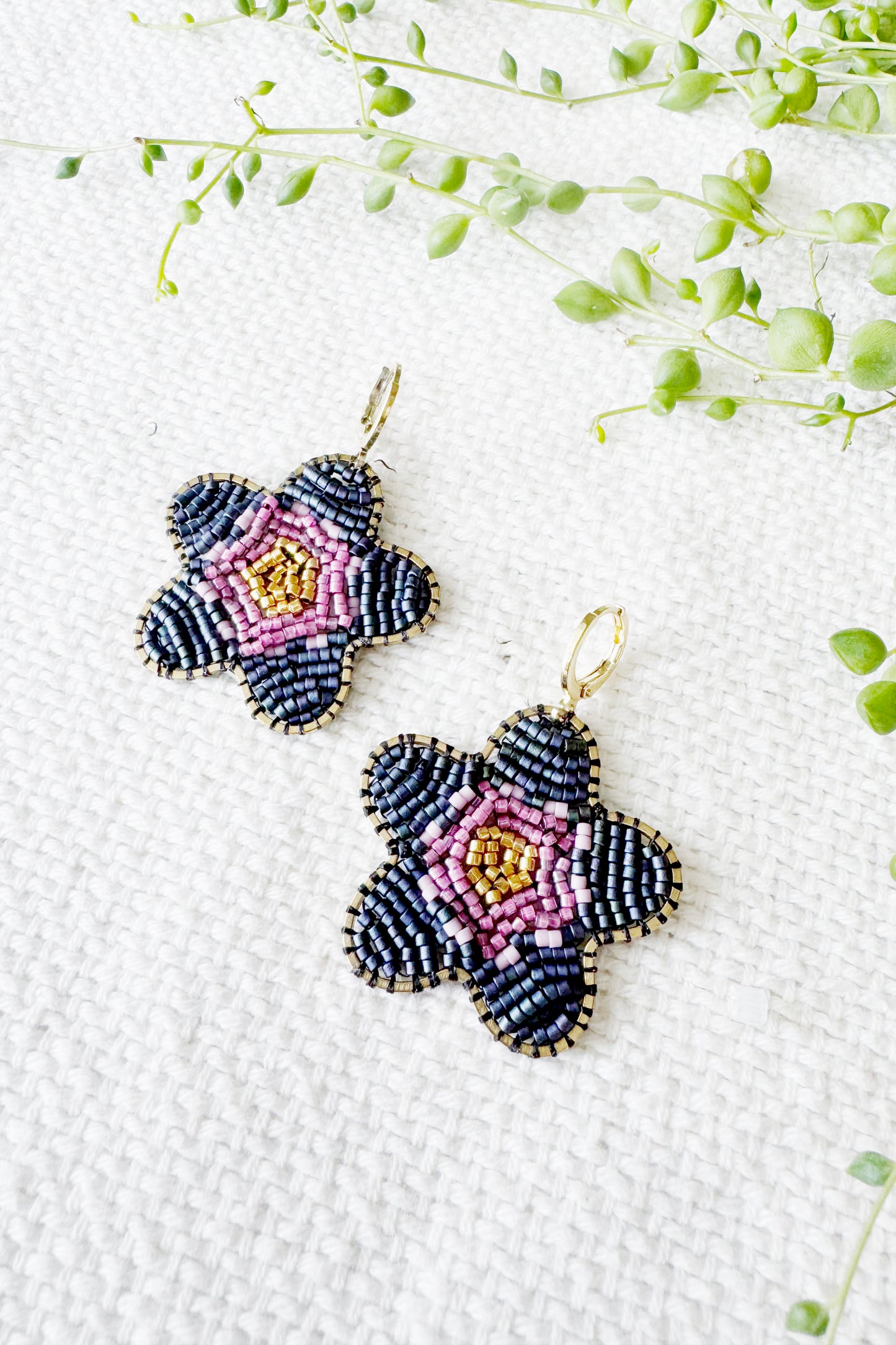Large Beaded Blossom Earrings