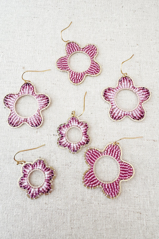 Mod Colour Pop Beaded Flower Earrings