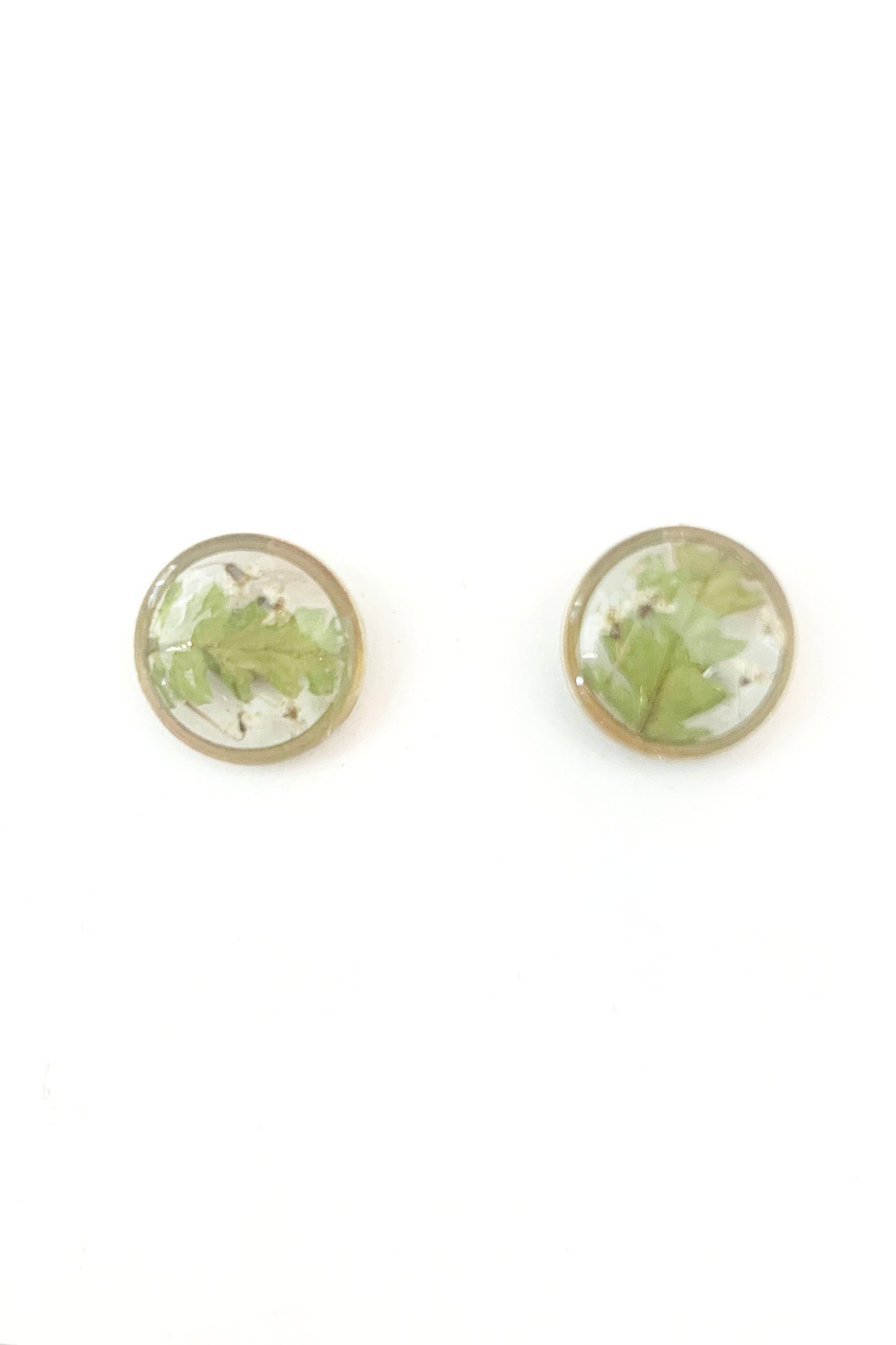 Pressed Flower Round Stud Earrings