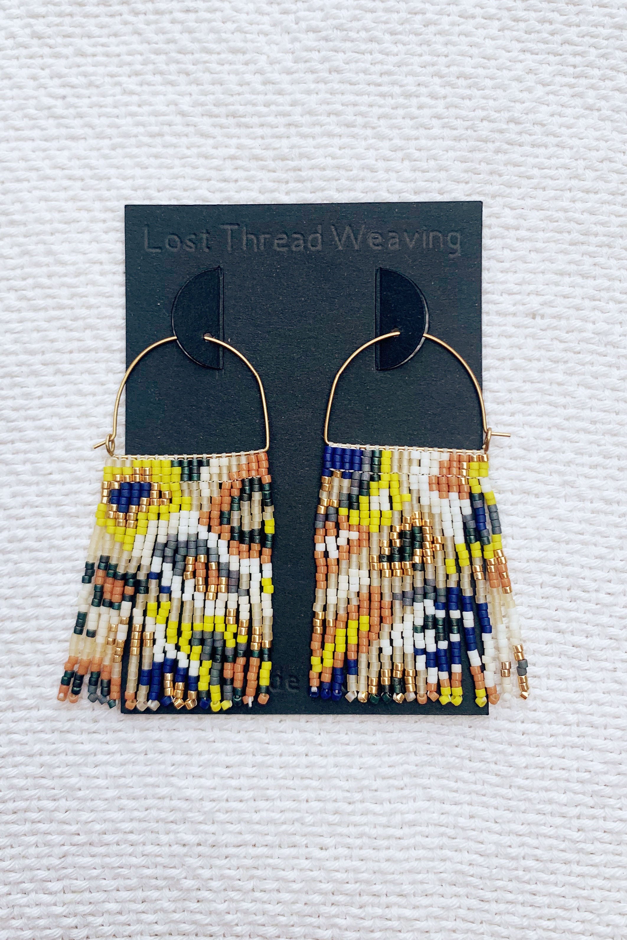 Fringe Semi Circle hoops - Cream/ Navy/Lime/Cedar/ Gold