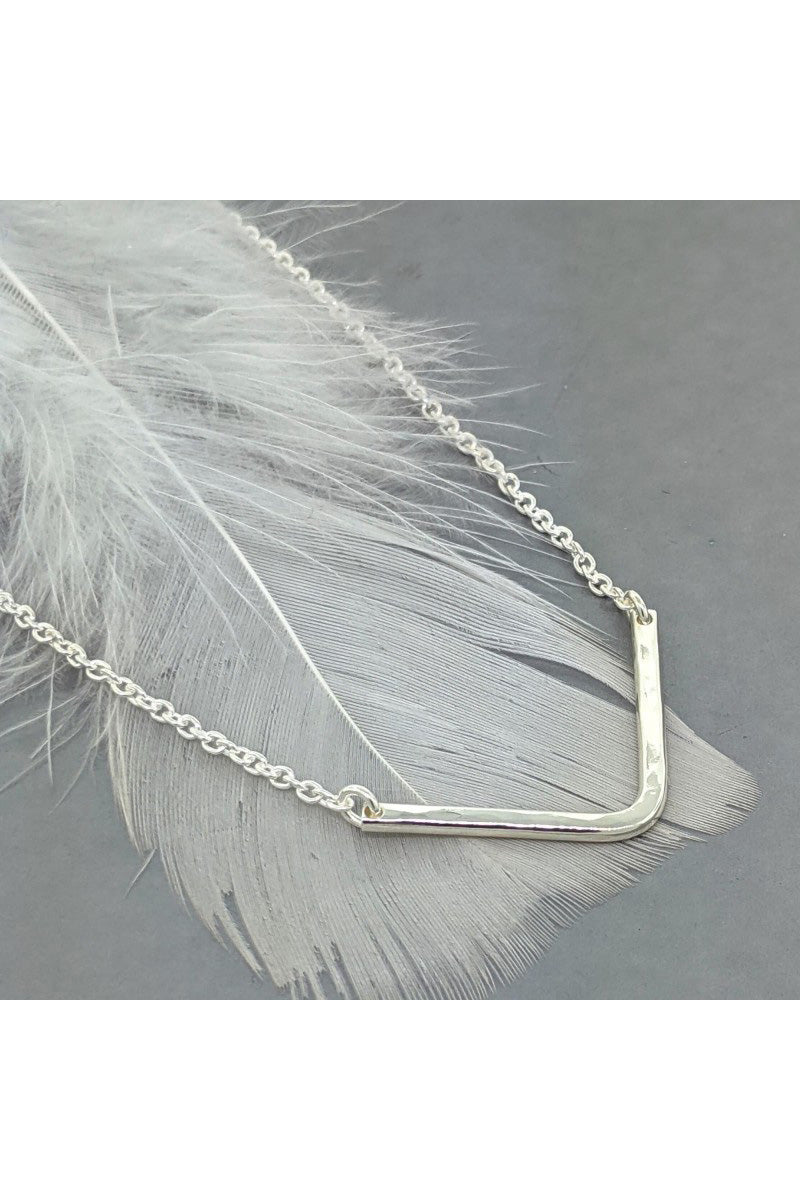 Sterling Silver Chevron V-Shaped Necklace