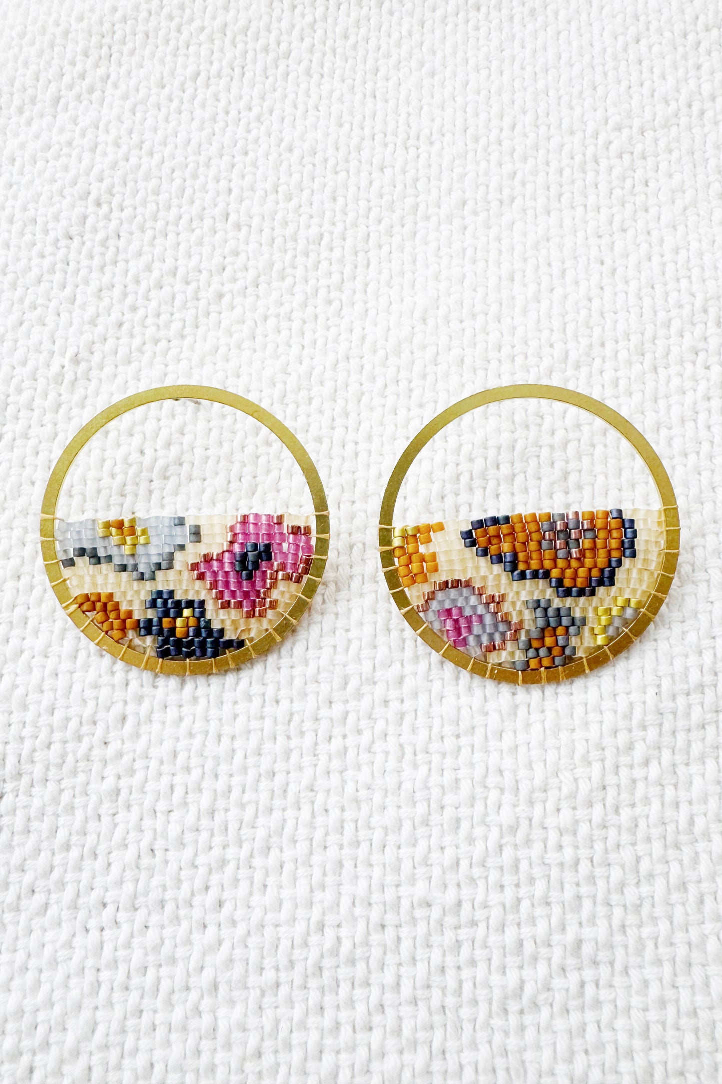 Beaded Large Circle Studs