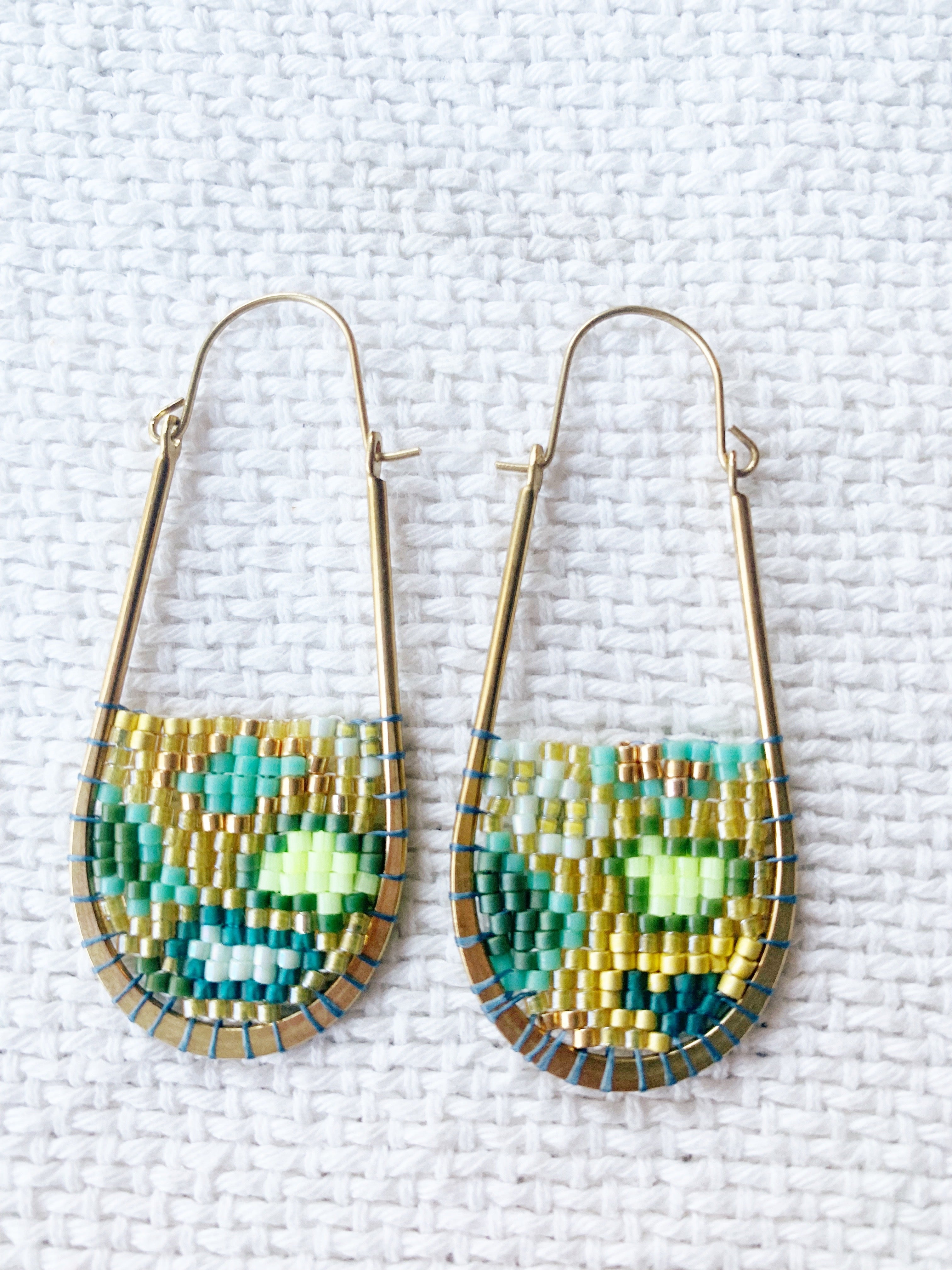 Yellow, Mint, Teal, oblong hoops