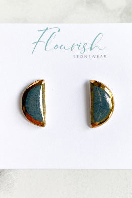 Blue and Gold Halfmoon Studs