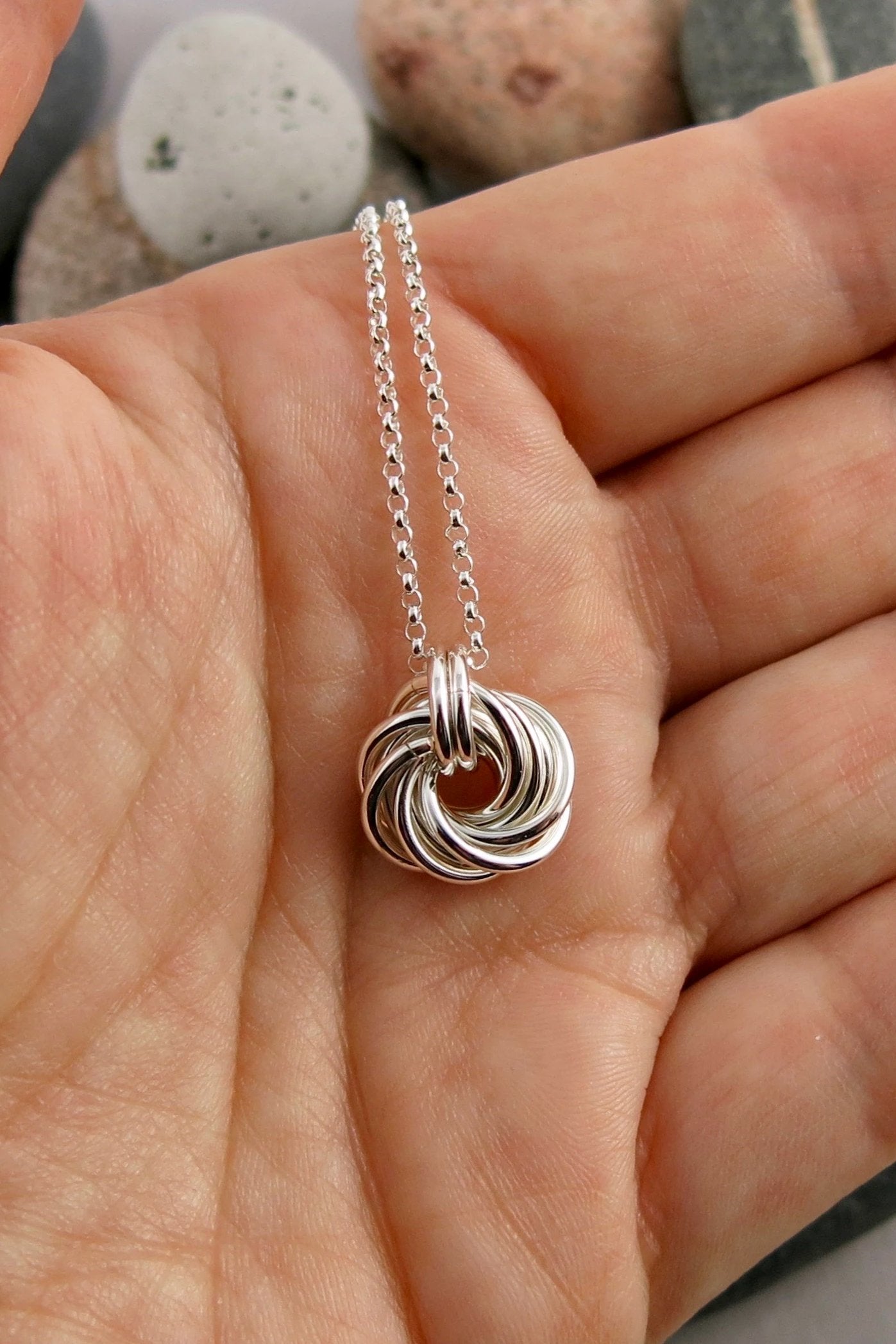 Endless Love Knot Necklace • Sterling Silver with Rolo Chain